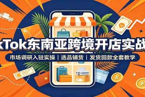 TikTok东南亚跨境开店实战课:市场调研入驻实操,选品铺货,发货回款全套教学
