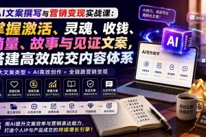 (20126期)AI文案撰写与营销变现实战课:掌握激活、灵魂、收钱、销量、故事与见证文案,搭建高效成交内容体系