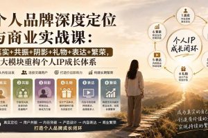 (20140期)个人品牌深度定位与商业实战课:真实+共振+阴影+礼物+表达+繁荣,六大模块重构个人IP成长体系
