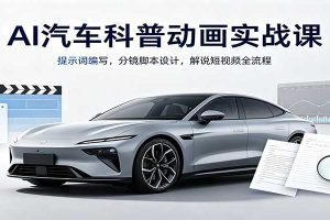 AI汽车科普动画实战课:提示词编写,分镜脚本设计,解说短视频全流程